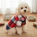 Plaid Pet Shirt, Red Check Dog And Cat Outfit, Casual Button Shirt for All Seasons, Checkered Mixed Color Pet Shirt