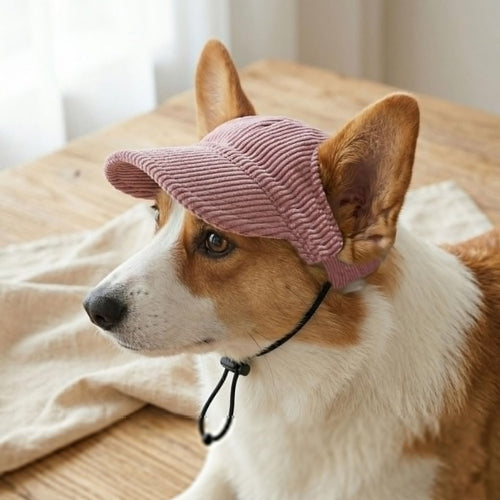 Cute Dog Cap, Small Dog Accessories, Corduroy Pet Outdoor Sunscreen Cap, Dog Casual Sunshade Cap, Cat/Dog Cool Fashion Hat