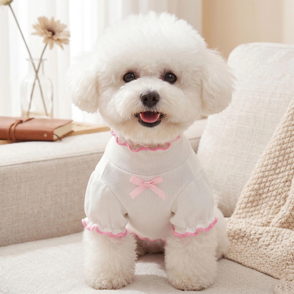 Princess Pet Dress for Dogs and Cats, Cute Dog Outfit, Autumn And Winter Thick Base Shirt Princess Style Bubble Sleeve Pet Cat