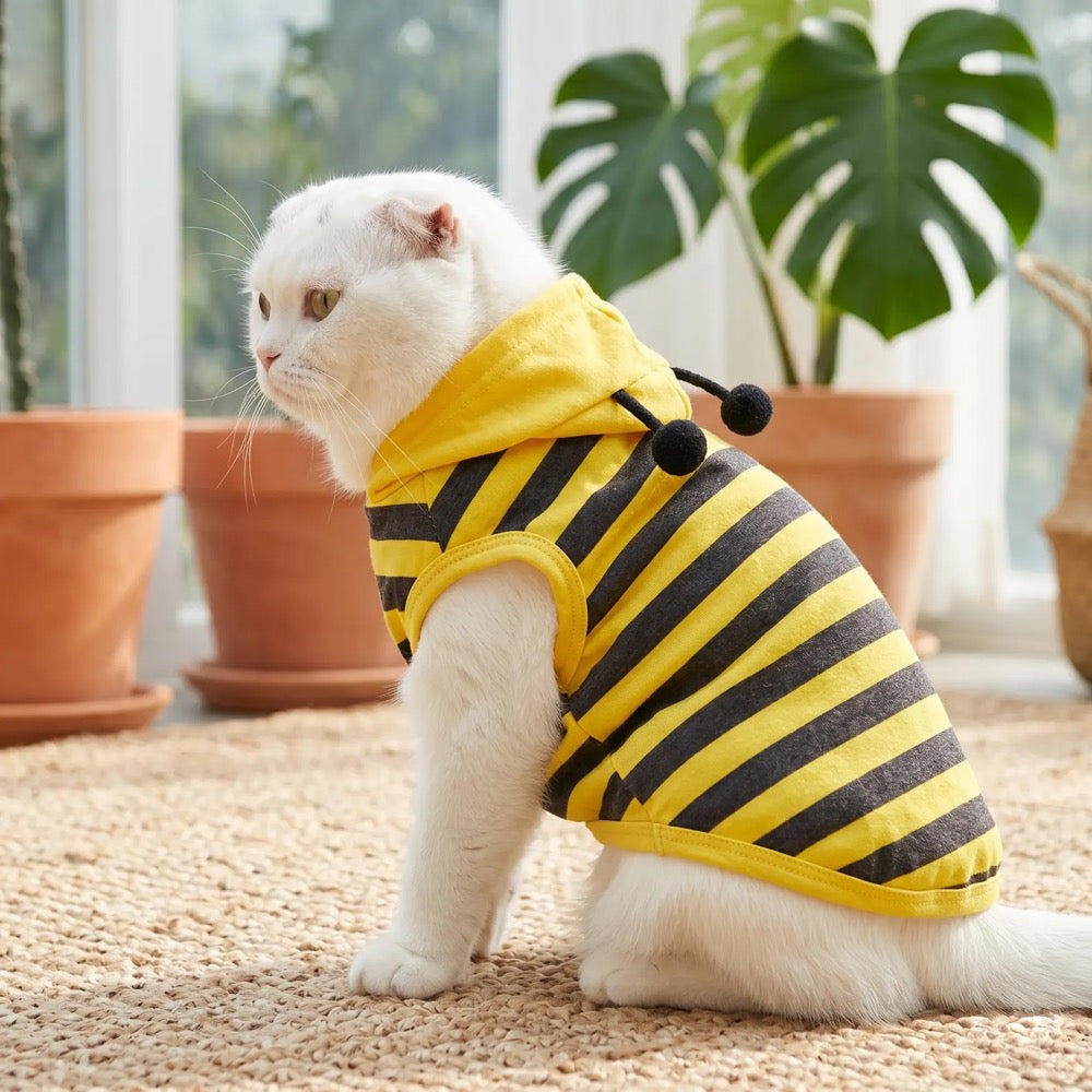 Bumblebee Pet Costume, Cute Cat Dog Hoodie Vest, Bee Striped Pet Outfit, Cartoon Cosplay Pet Clothes, Cozy Pet Apparel