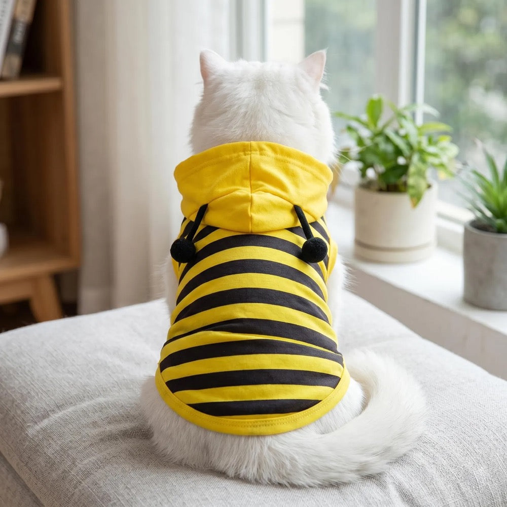 Bumblebee Pet Costume, Cute Cat Dog Hoodie Vest, Bee Striped Pet Outfit, Cartoon Cosplay Pet Clothes, Cozy Pet Apparel