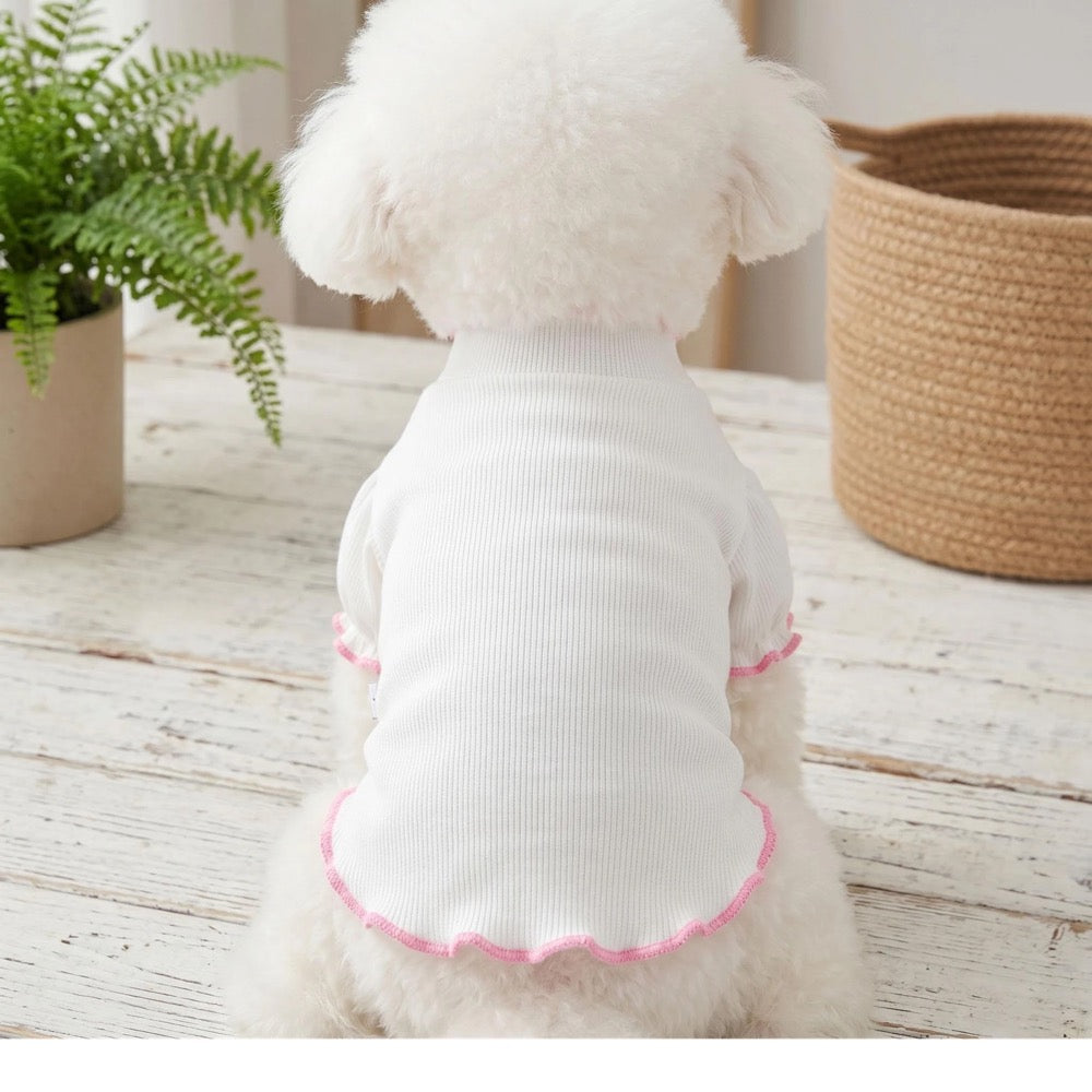 Princess Pet Dress for Dogs and Cats, Cute Dog Outfit, Autumn And Winter Thick Base Shirt Princess Style Bubble Sleeve Pet Cat