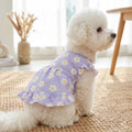 Purple Floral Dog Dress for Small Pets, Cute Ruffle Pet Dress Summer Outfit, Floral Print Pet Dress With Ruffle Sleeves And Button Front